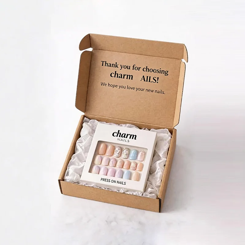 Custom Kraft Press-On Nail Mailer Box for E-Commerce Packaging, view 3