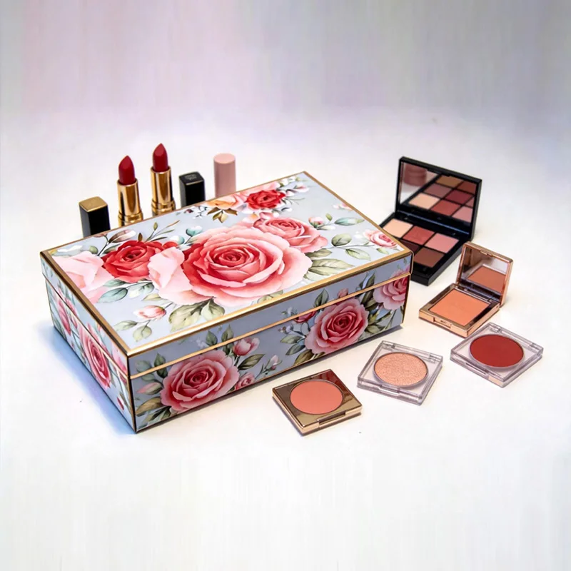 Custom Floral Cosmetic Gift Box for Makeup & Beauty Set Packaging, view 2