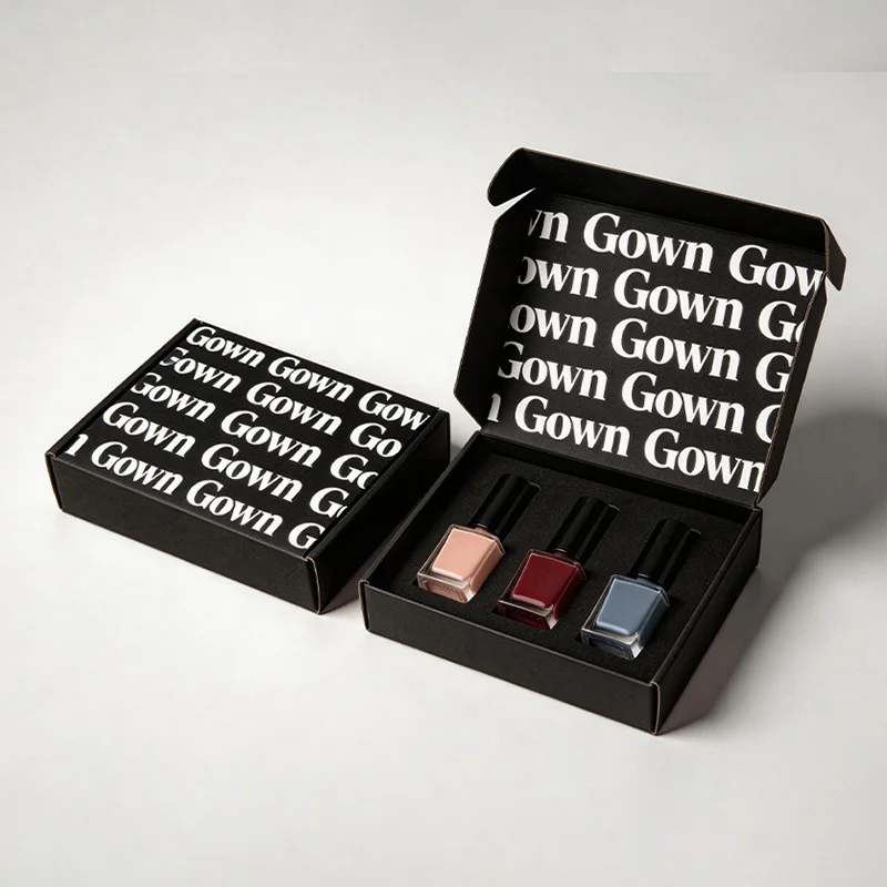 Custom Black Nail Polish Gift Mailer Box for Beauty E-Commerce Packaging, view 3