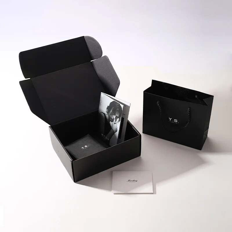 Custom Black Jewelry Mailer Box for Luxury E-commerce Packaging, view 2