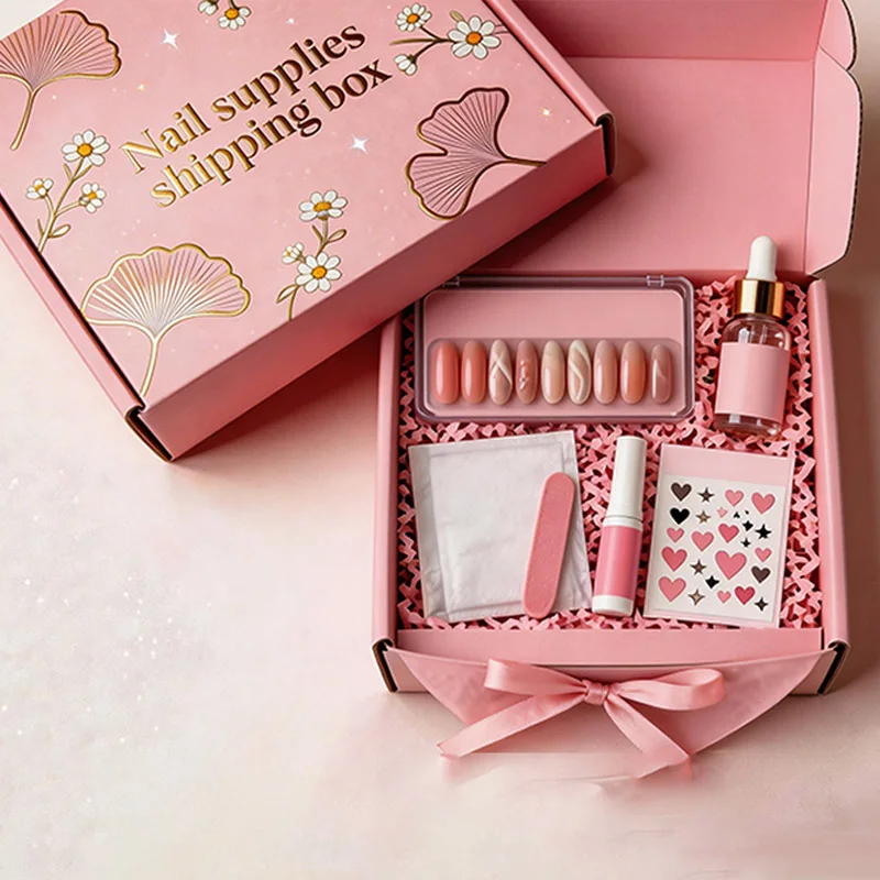 Custom Pink Nail Supplies Shipping Box for Beauty E-Commerce Packaging, view 4