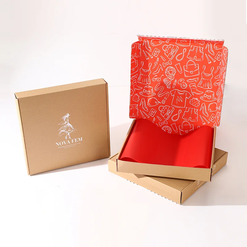 & Apparel Corrugated Packaging Box with Colored Tissue Paper