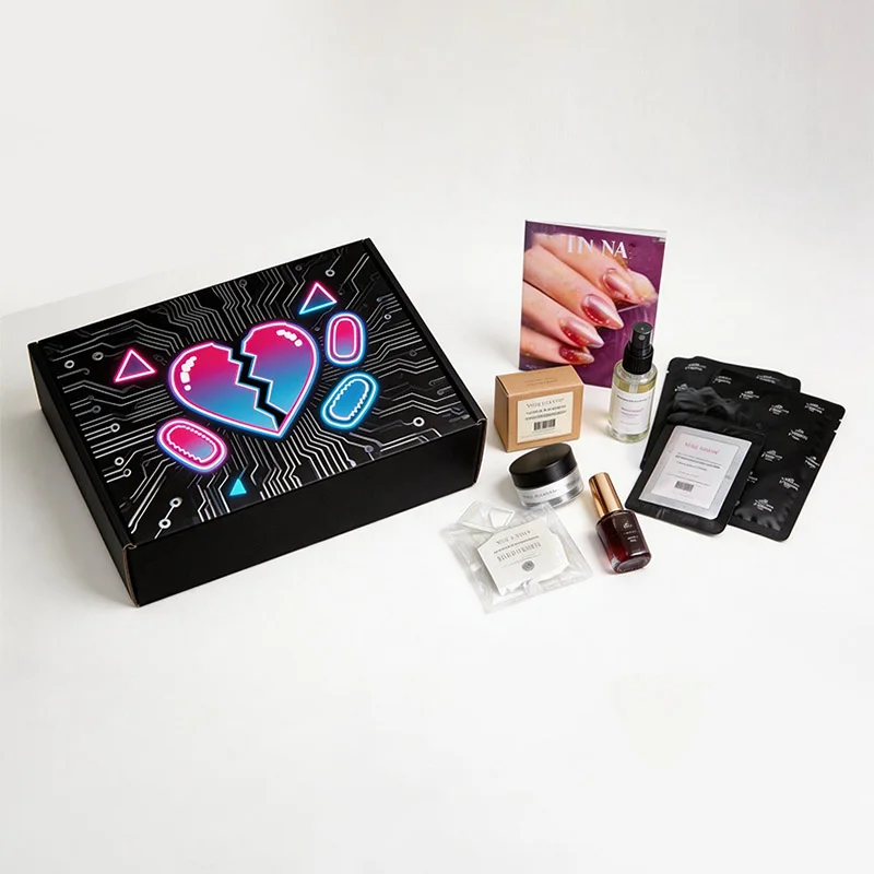 Custom Black Nail Mailer Box for Press-On Nail & Beauty Kit Shipping, view 3