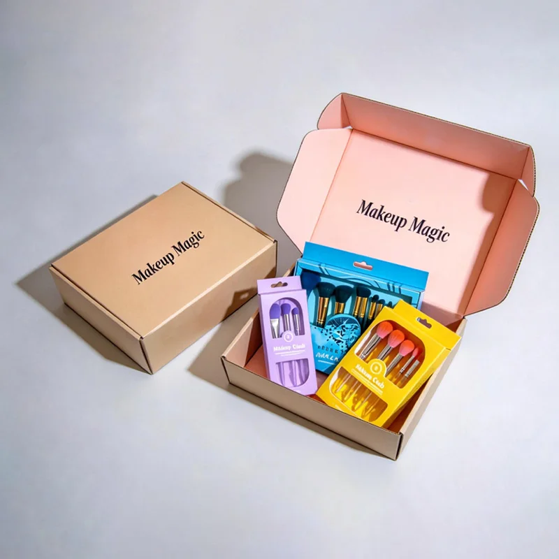 Custom Kraft Beauty Mailer Box for Makeup Brush Set Packaging