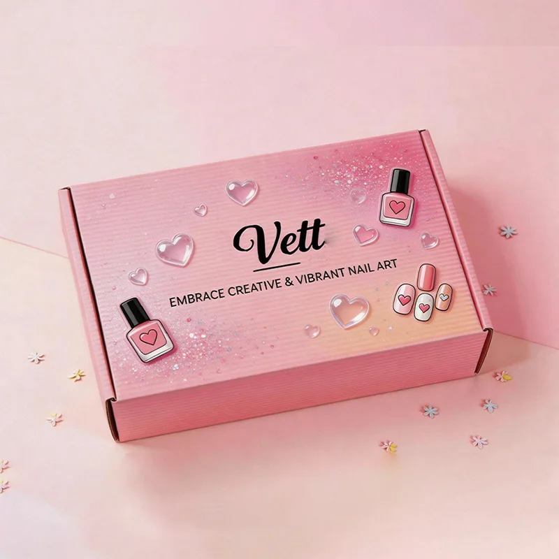 Custom Pink Nail Art Mailer Box for Beauty Shipping & Gift Packaging, view 3