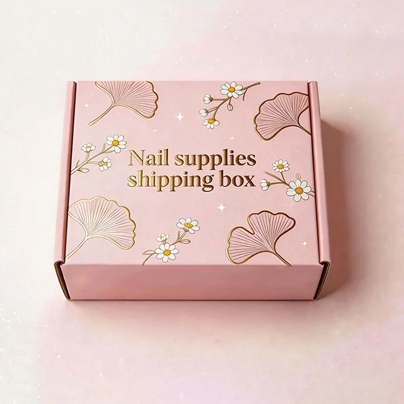 Custom Pink Nail Supplies Shipping Box for Beauty E-Commerce Packaging, view 2