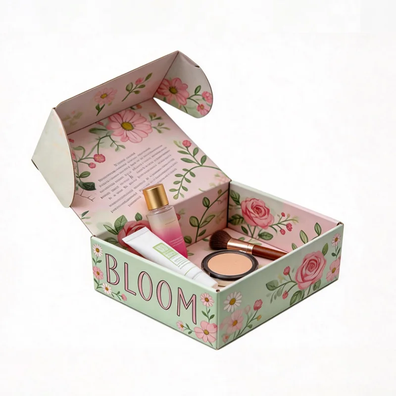 Custom Floral Beauty Mailer Box for Cosmetic Gift & E-Commerce Packaging