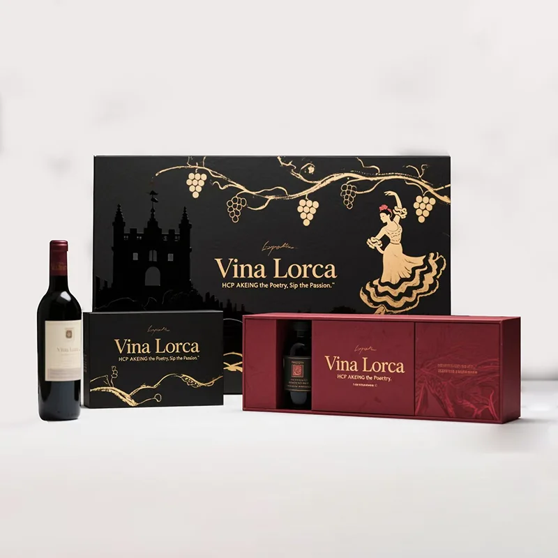 Personalized Beverage New design Cartoon Craft Packaging Black Kraft Paper Wine Box