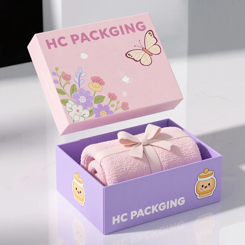 Floral Bath Towel Gift Packaging Box, view 6