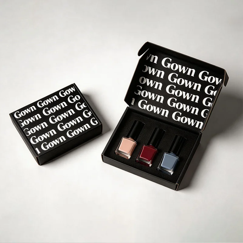 Custom Black Nail Polish Gift Mailer Box for Beauty E-Commerce Packaging, view 2