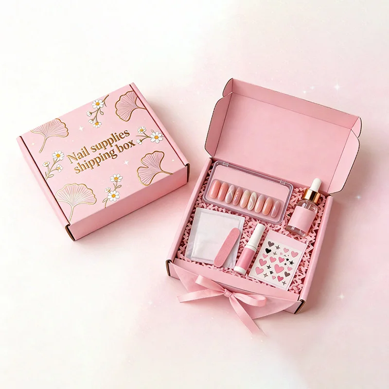 Custom Pink Nail Supplies Shipping Box for Beauty E-Commerce Packaging