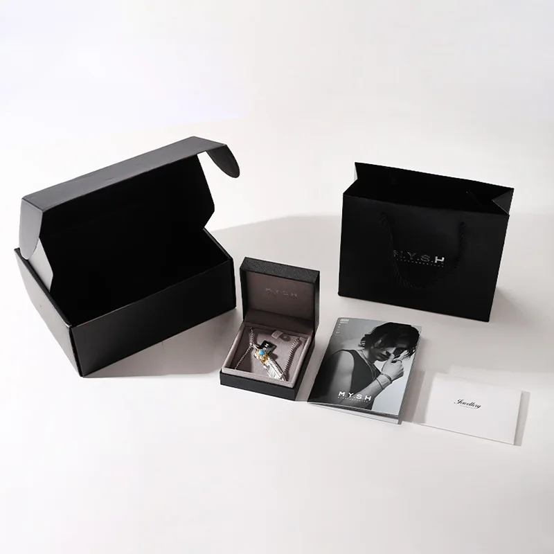 Custom Black Jewelry Mailer Box for Luxury E-commerce Packaging