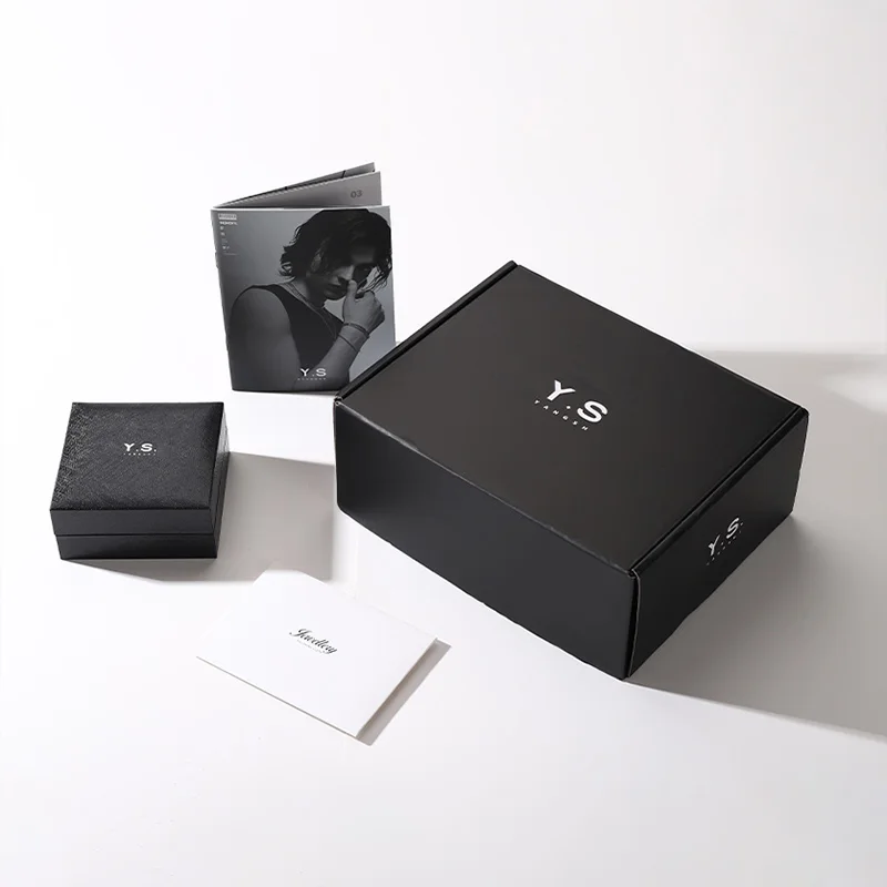 Custom Black Jewelry Mailer Box for Luxury E-commerce Packaging, view 4